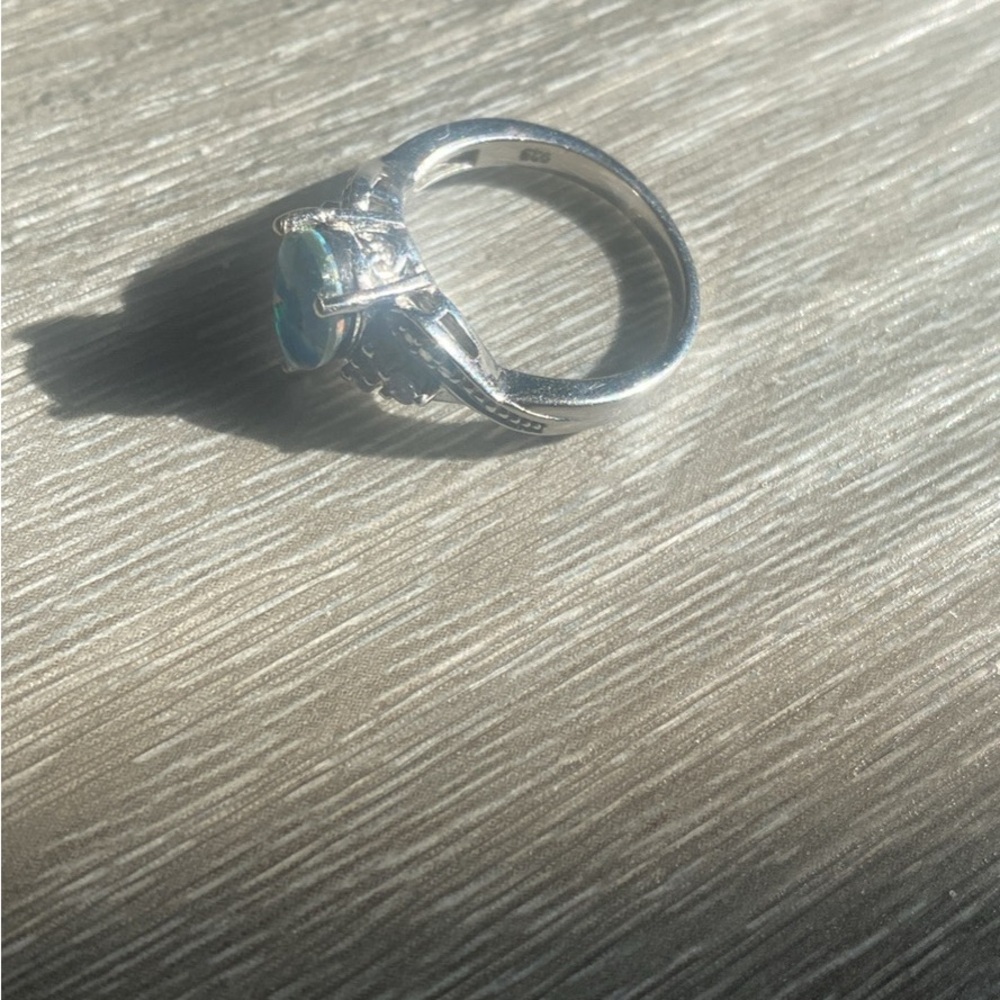 925 Sterling Silver Blue Mosaic Size‎ 5 Ring - Picture 3 of 5